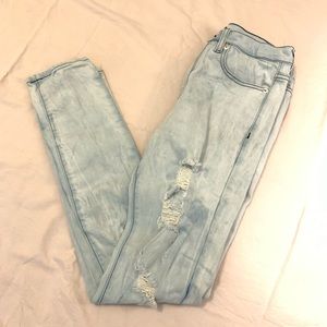 Mens Washed Blue Jeans